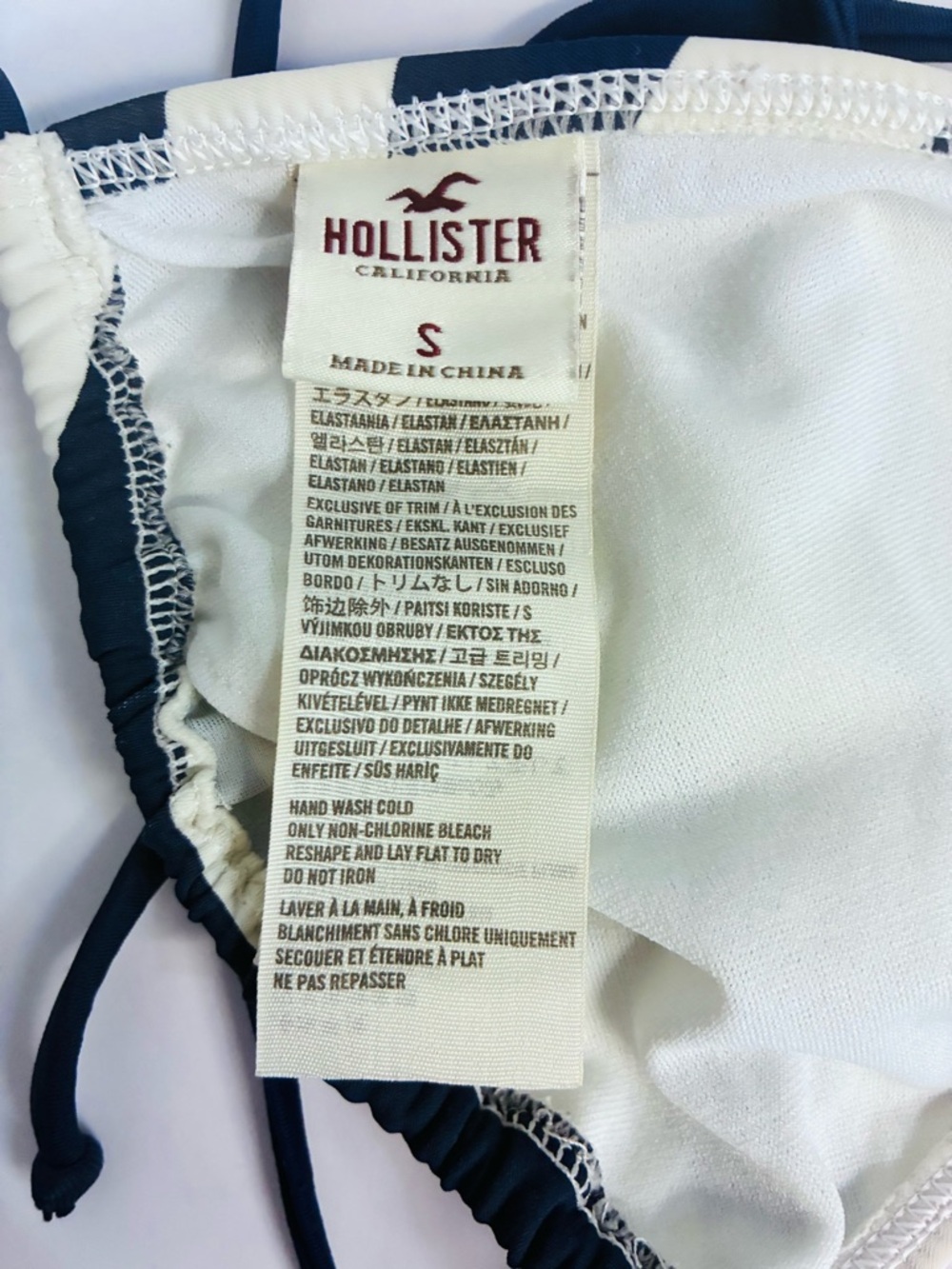 Hollister Navy Blue and White Striped Triangle Bikini Sz.S - Picture 2 of 6